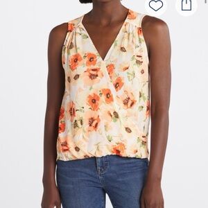 Beacon Cecilia Peach Floral Suplice High Low Blouse Office Chic Medium